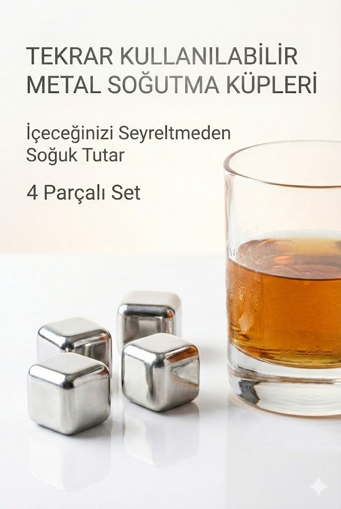 Paslanmaz Çelik Buz Küpü 4’lü Set