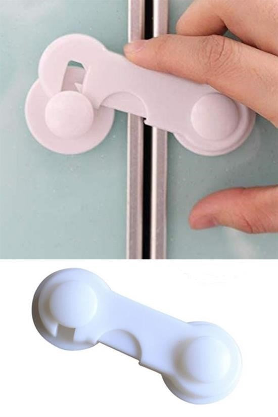 BUFFER® Bebek Çocuk Güvenliği Çekmece ve Dolap İçin Kendiliğinde Yapışkanlı Vidasız Kapak Kilidi