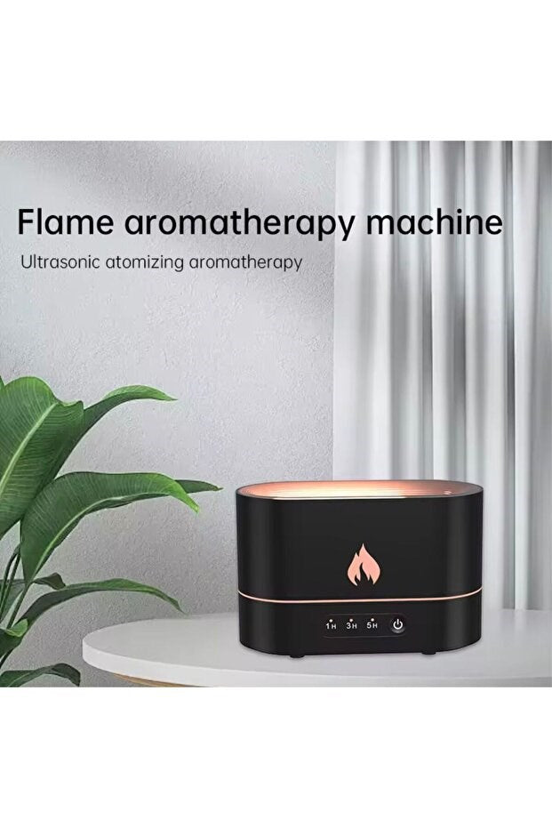 Alev Efektli Ultrasonik Hava Nemlendirici – Sessiz, Otomatik Kapanma, LED Işıklı Aroma Difüzör