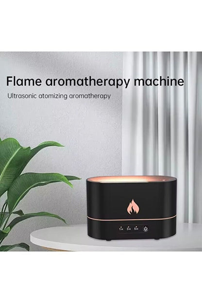 Alev Efektli Ultrasonik Hava Nemlendirici – Sessiz, Otomatik Kapanma, LED Işıklı Aroma Difüzör