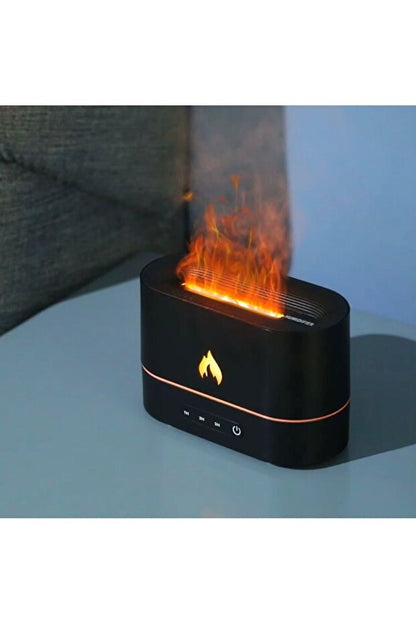 Alev Efektli Ultrasonik Hava Nemlendirici – Sessiz, Otomatik Kapanma, LED Işıklı Aroma Difüzör