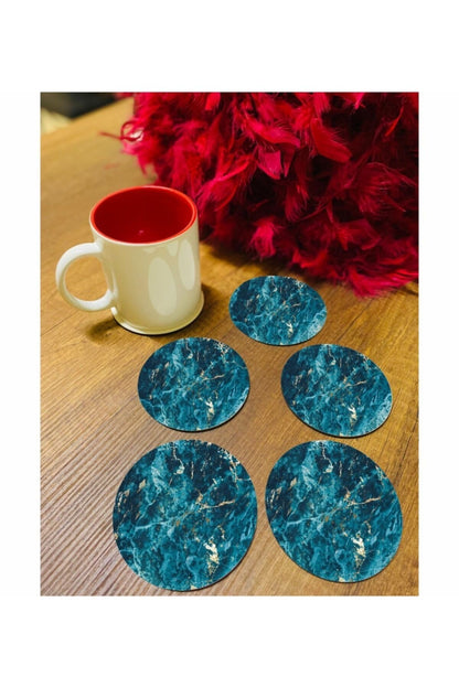 Mavi Mermer Desen Bardak Altlığı