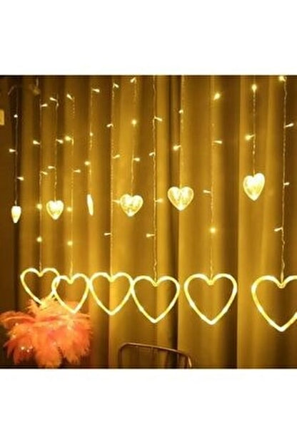 Asılabilir Sarkım Ledli Kalpli Modlu Dekoratif Ev Oda Bahçe Aydınlatma Sarkıtma Ledi