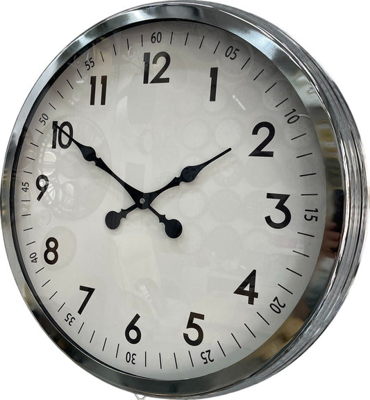 Zentime  Krom Zarif 60 Cm Metal Duvar Saati