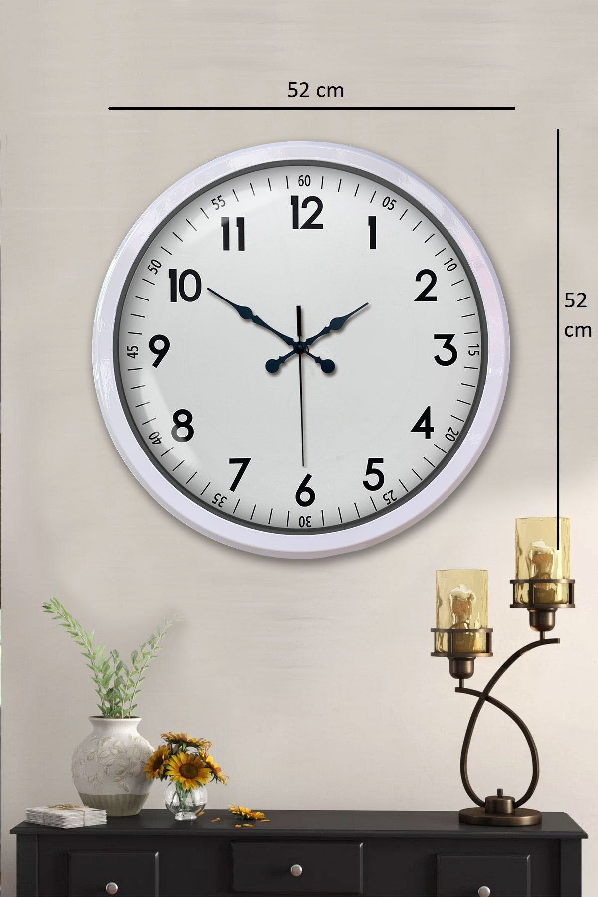Zentime White Classic 52 Cm Metal Dekoratif Stil Duvar Saati