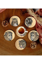 6 Adet Desenli Mdf Bardak Altlığı