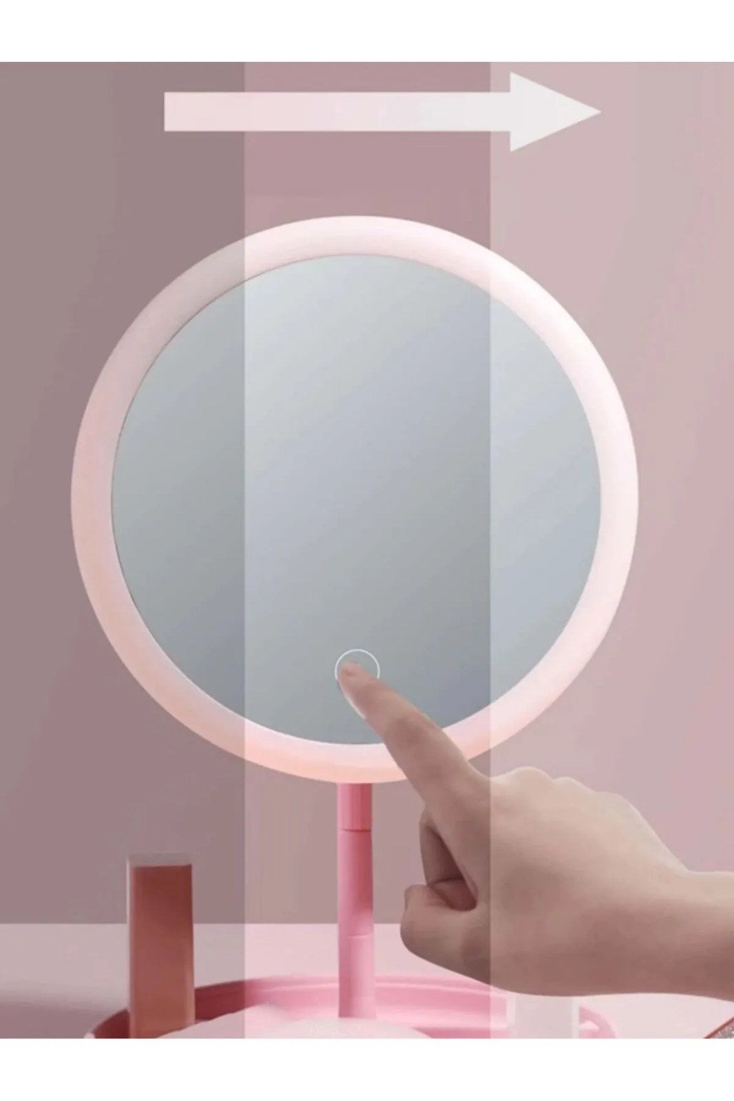 SONX  Dokunmatik Led Işıklı Usb Li Yuvarlak Masa Üstü Makyaj Aynası Makyaj Aynası Ledli
