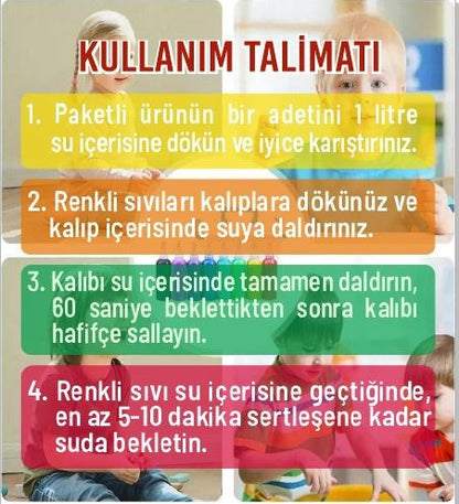 Magic Water Elf Aqua Gel Sihirli su oyuncak seti 5 renk jel şişe 6 kalıp