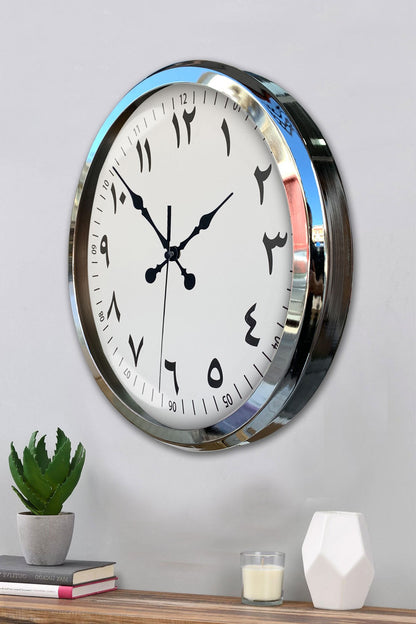 Zentime Arapça Rakamlı Krom 52 Cm Metal Duvar Saati