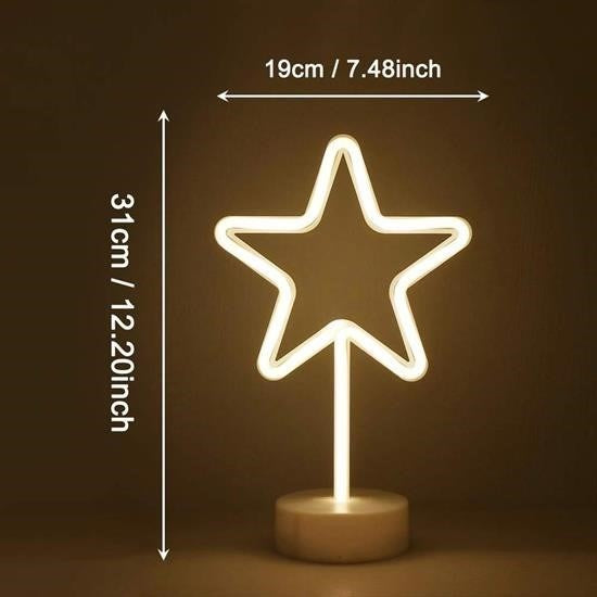 BUFFER® Yıldız Tasarımlı Neon Led Masa Ve Gece Lambası Dekoratif Işık